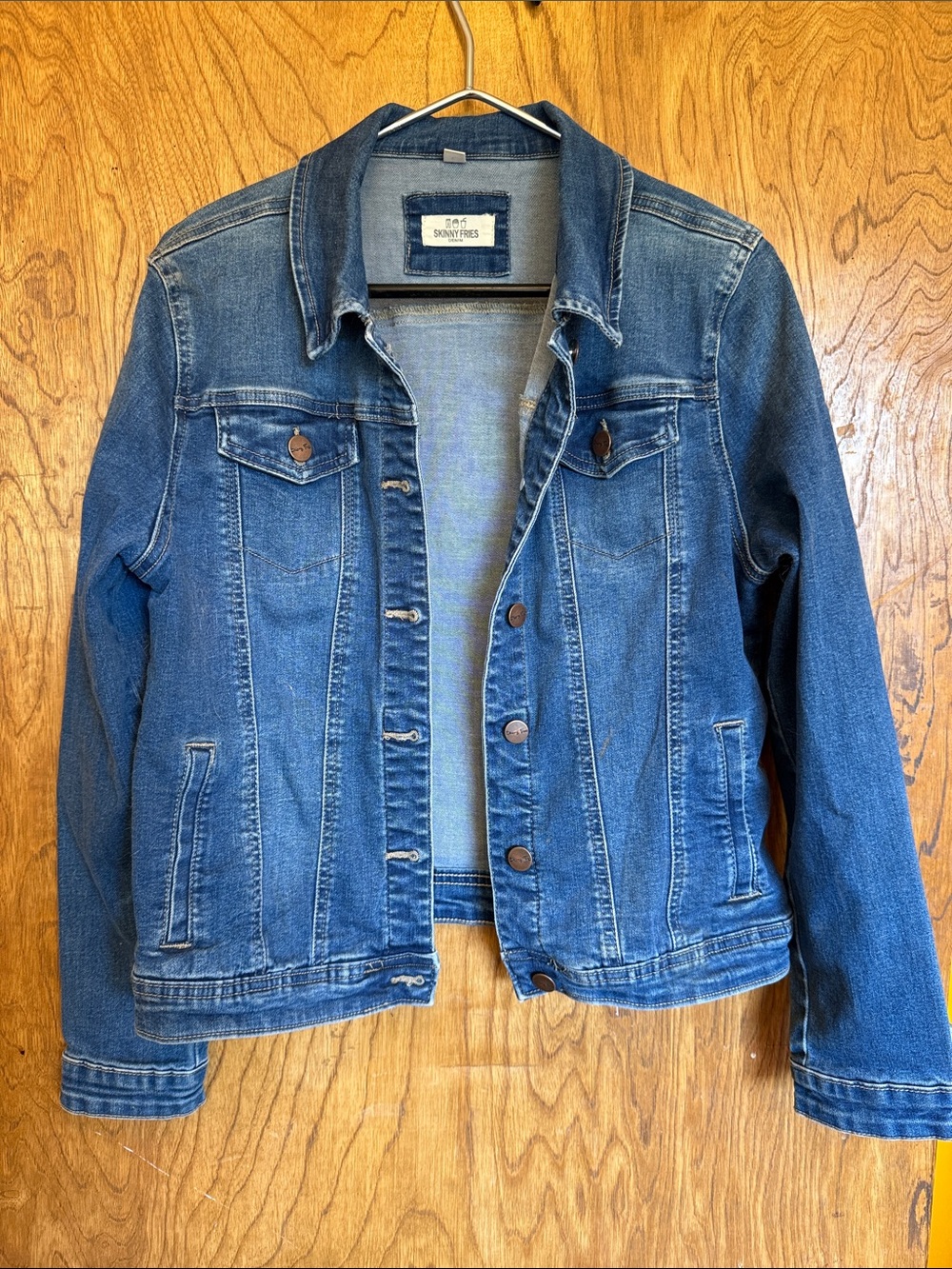 Skinny Fries Girls’ Large Blue Classic Stretch Denim Jacket